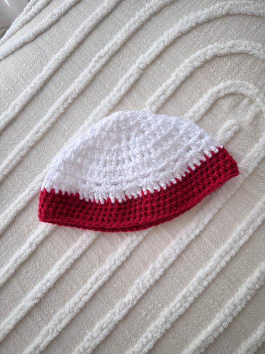 Baby Red & White Unisex Christmas Beret