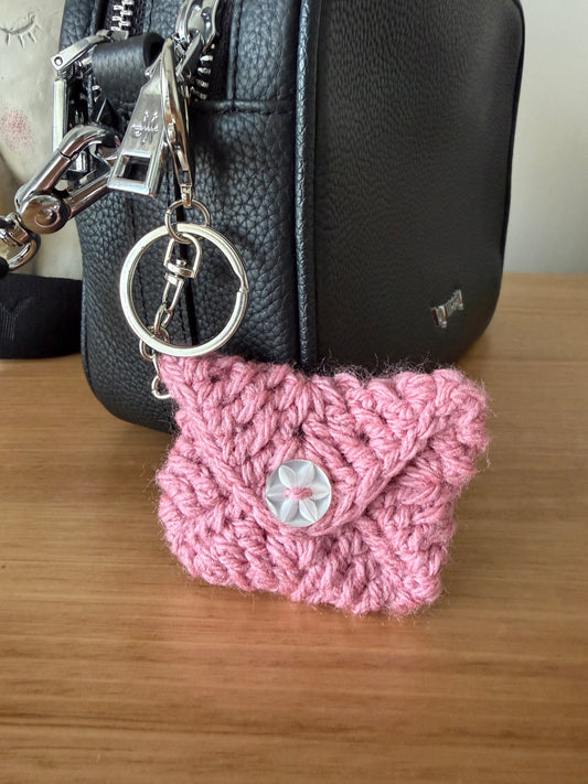 Pink Crochet Purse Key chain