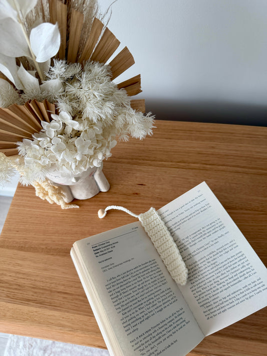 Cream Crochet Bookmark