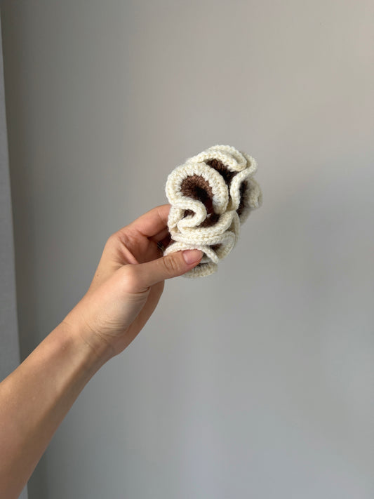 Brown & Cream Crochet Scrunchie