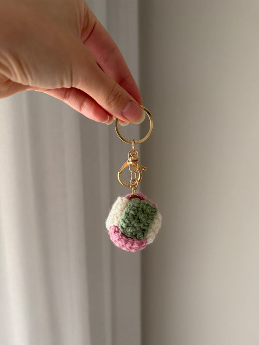 Multi Coloured Crochet Ball Key Chain