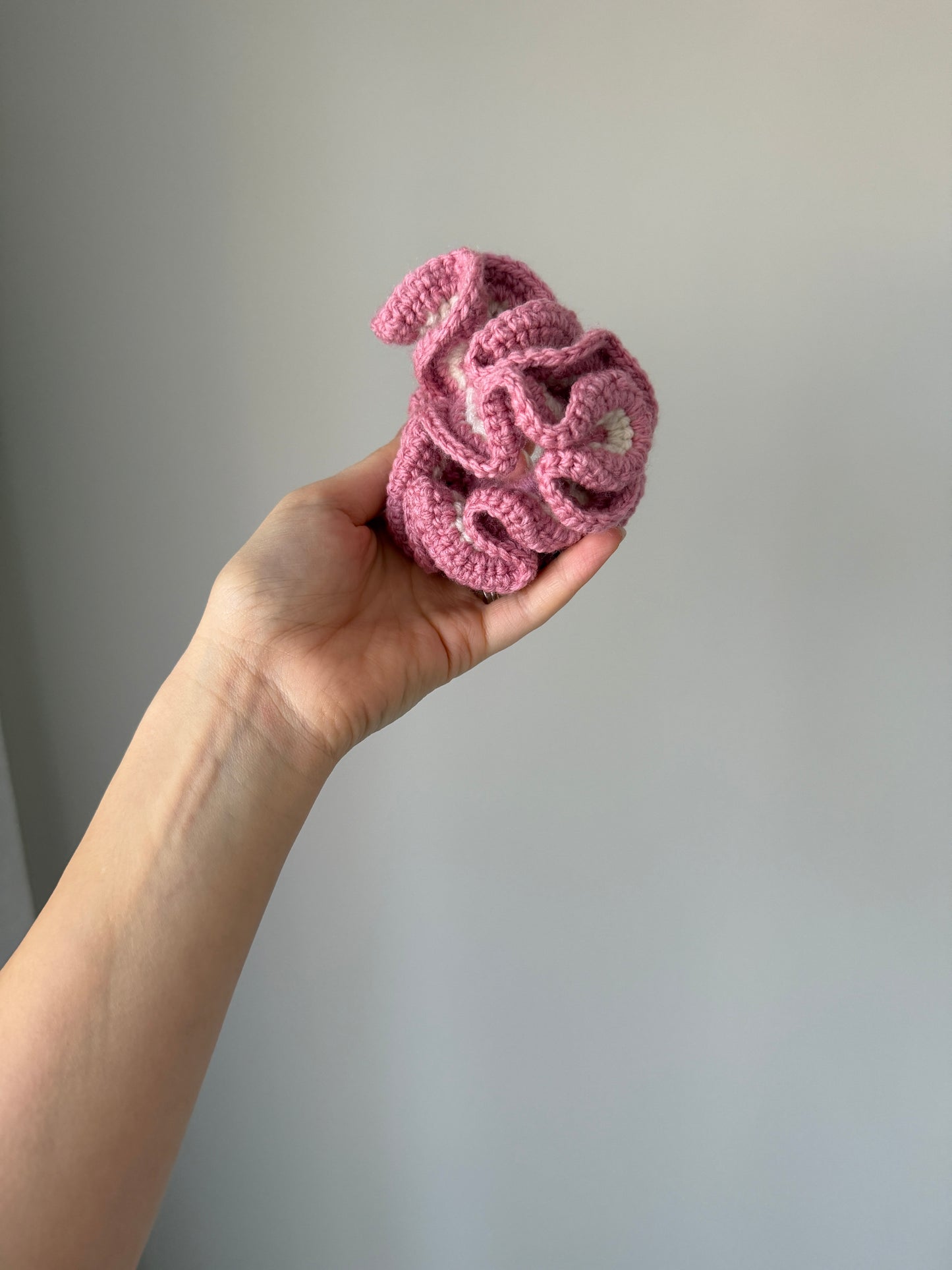Pink & Cream Crochet Scrunchie