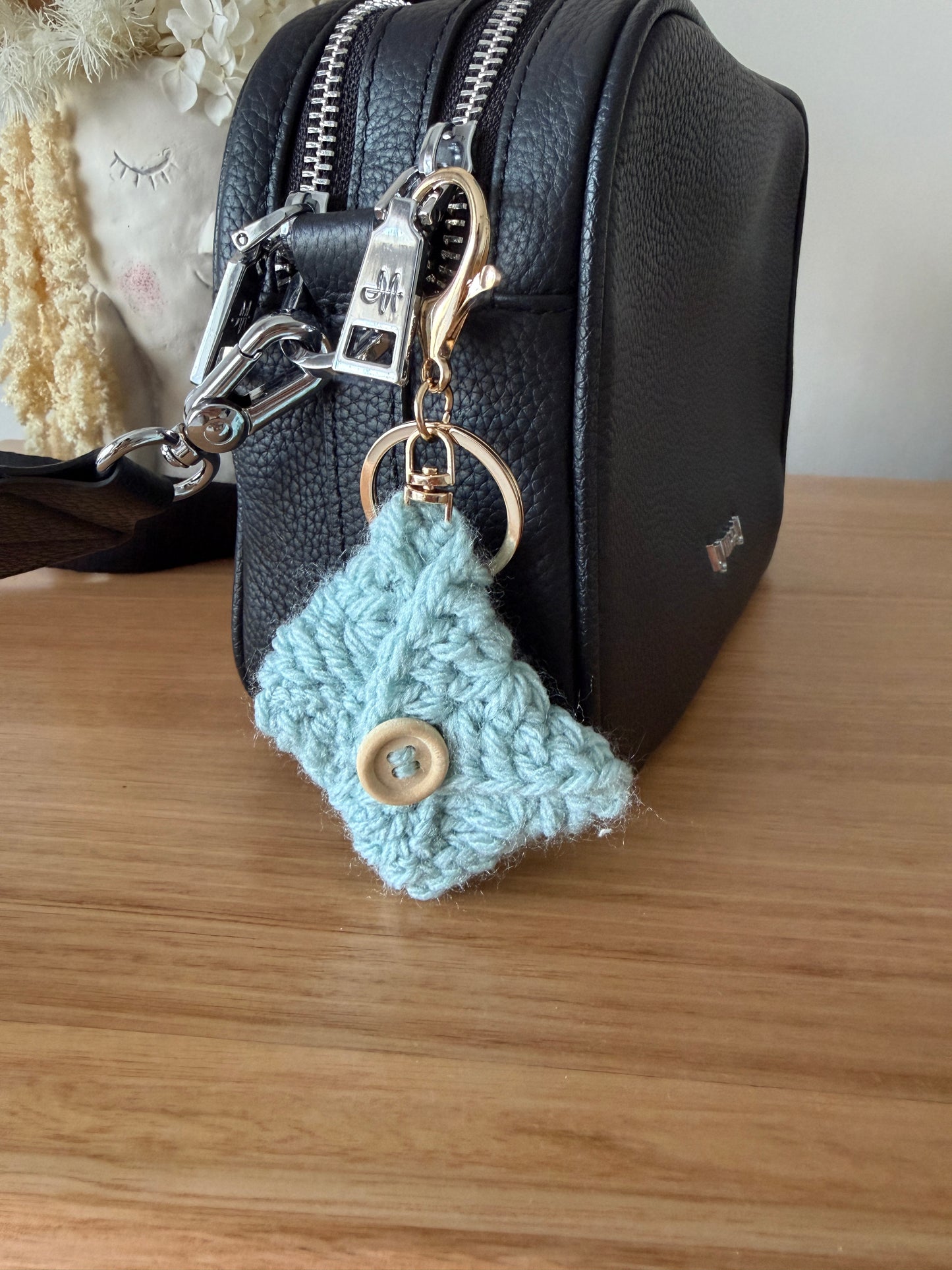 Aqua Crochet Purse Key Chain
