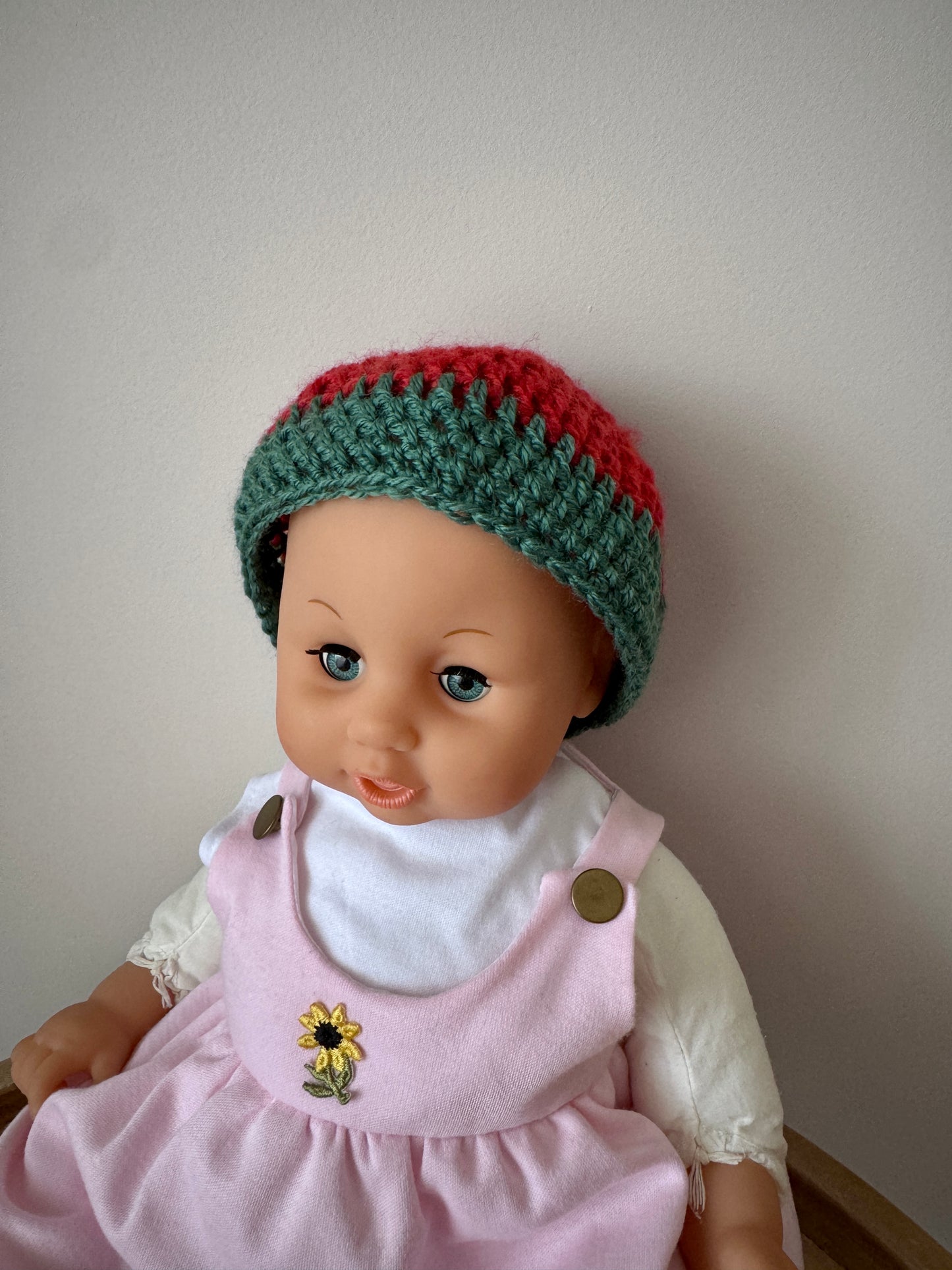 Baby Unisex Green & Red Christmas Beret