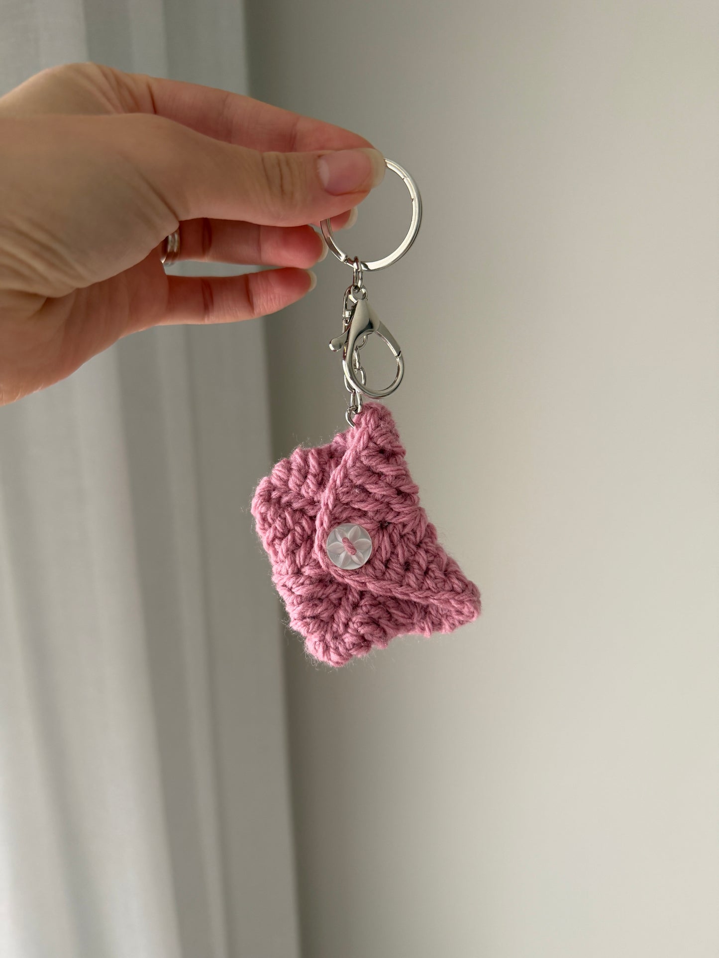 Pink Crochet Purse Key chain