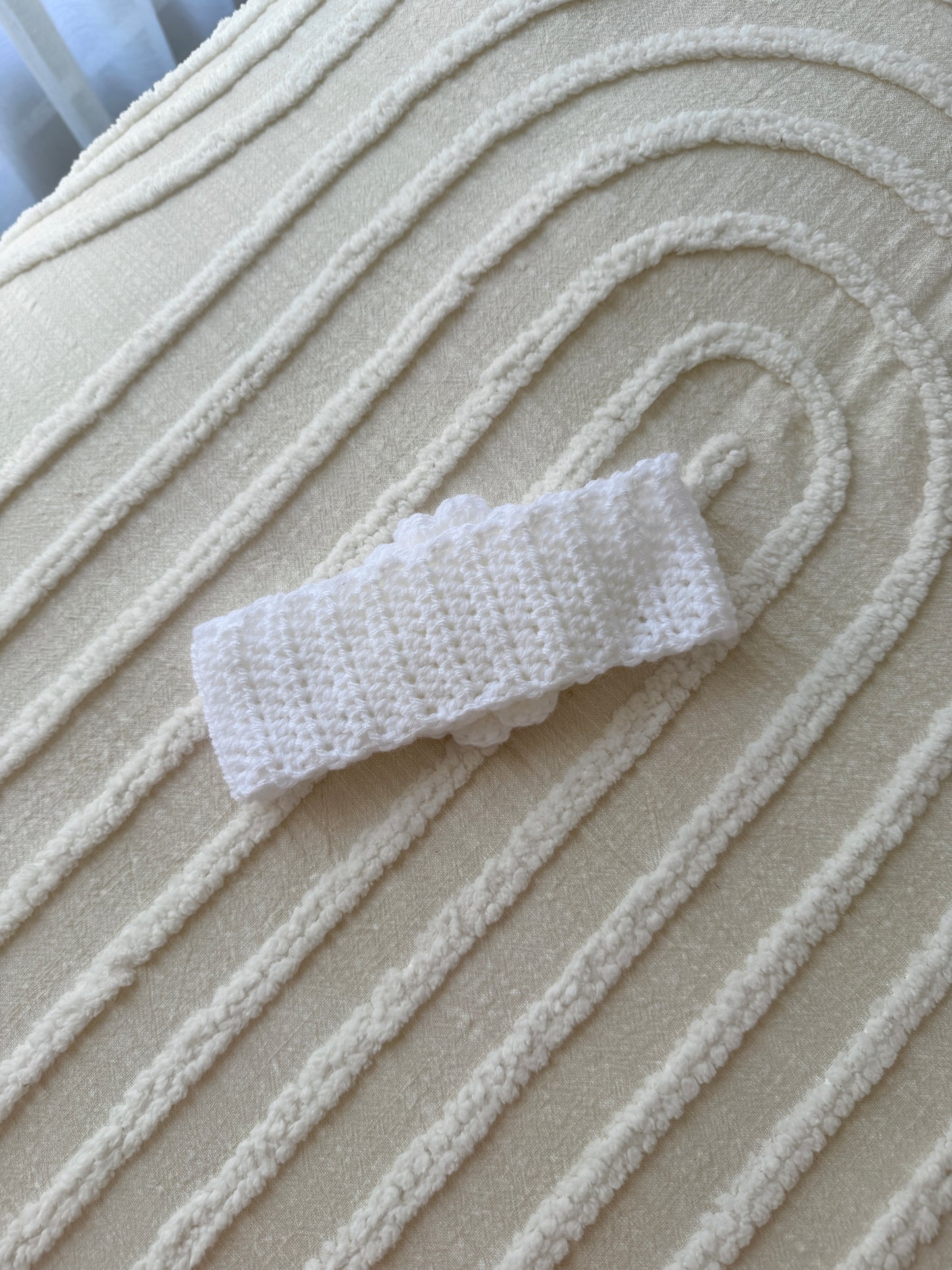 White Flower Headband with Unicorn Button