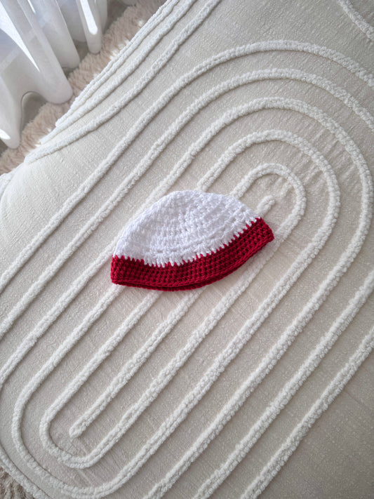 Baby Red & White Unisex Christmas Beret