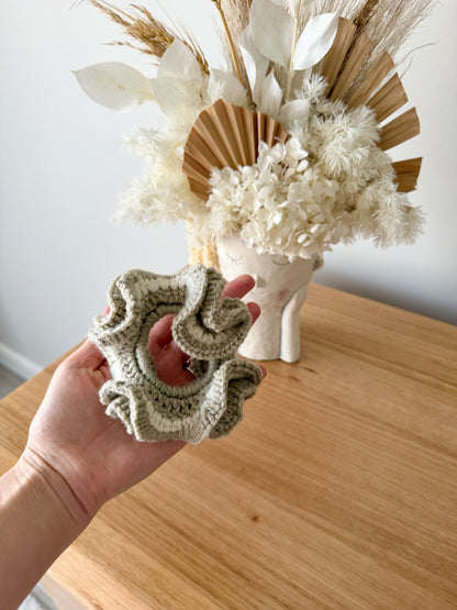 Beige & Cream Crochet Hair Scrunchie
