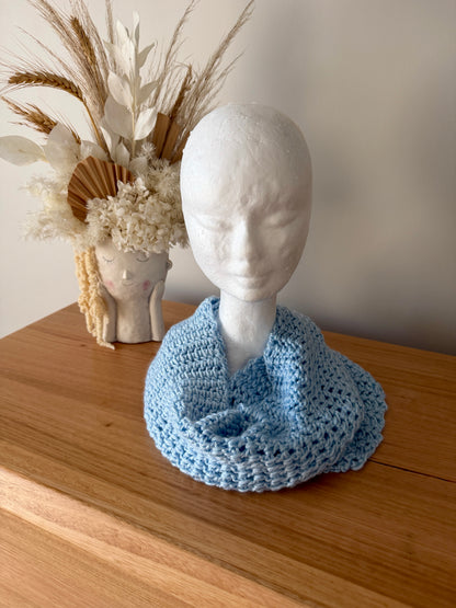 Baby Blue Crochet Wrap-Around Scarf