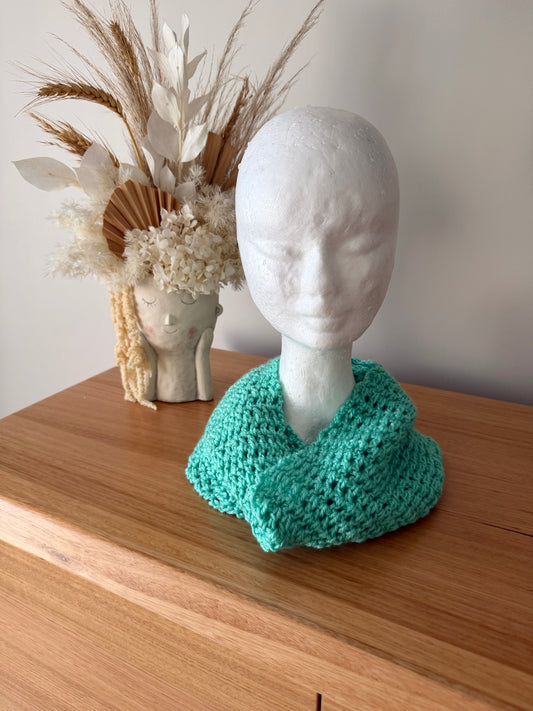 Aqua Crochet Wrap-Around Scarf