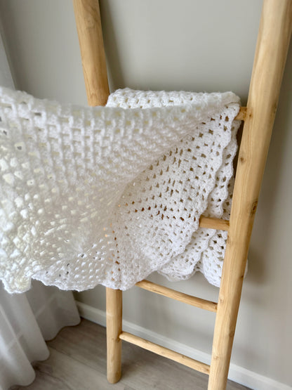 Gorgeous Thick White Crochet Blanket