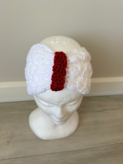 Gorgeous Red & White Crochet Head Wrap