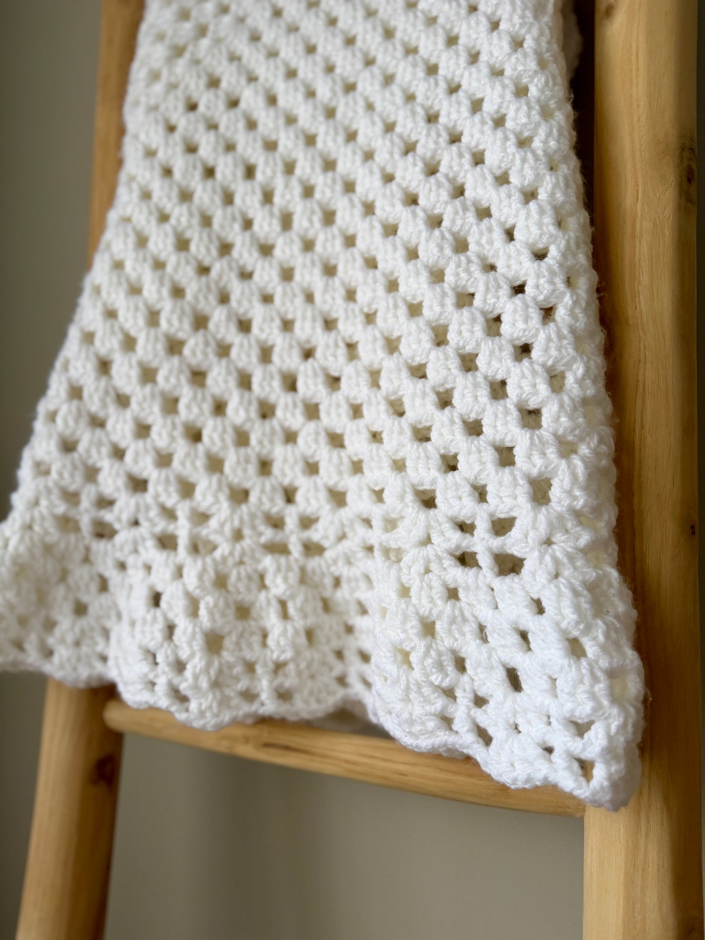 Gorgeous Thick White Crochet Blanket