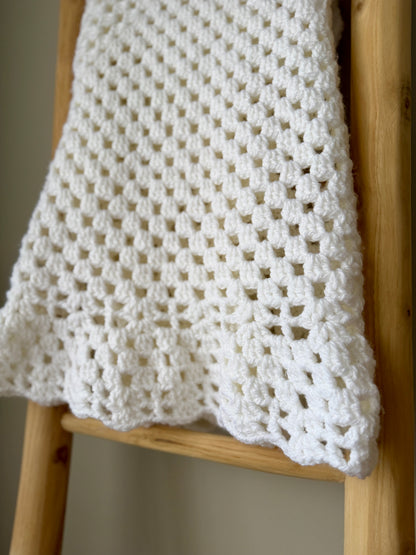 Gorgeous Thick White Crochet Blanket