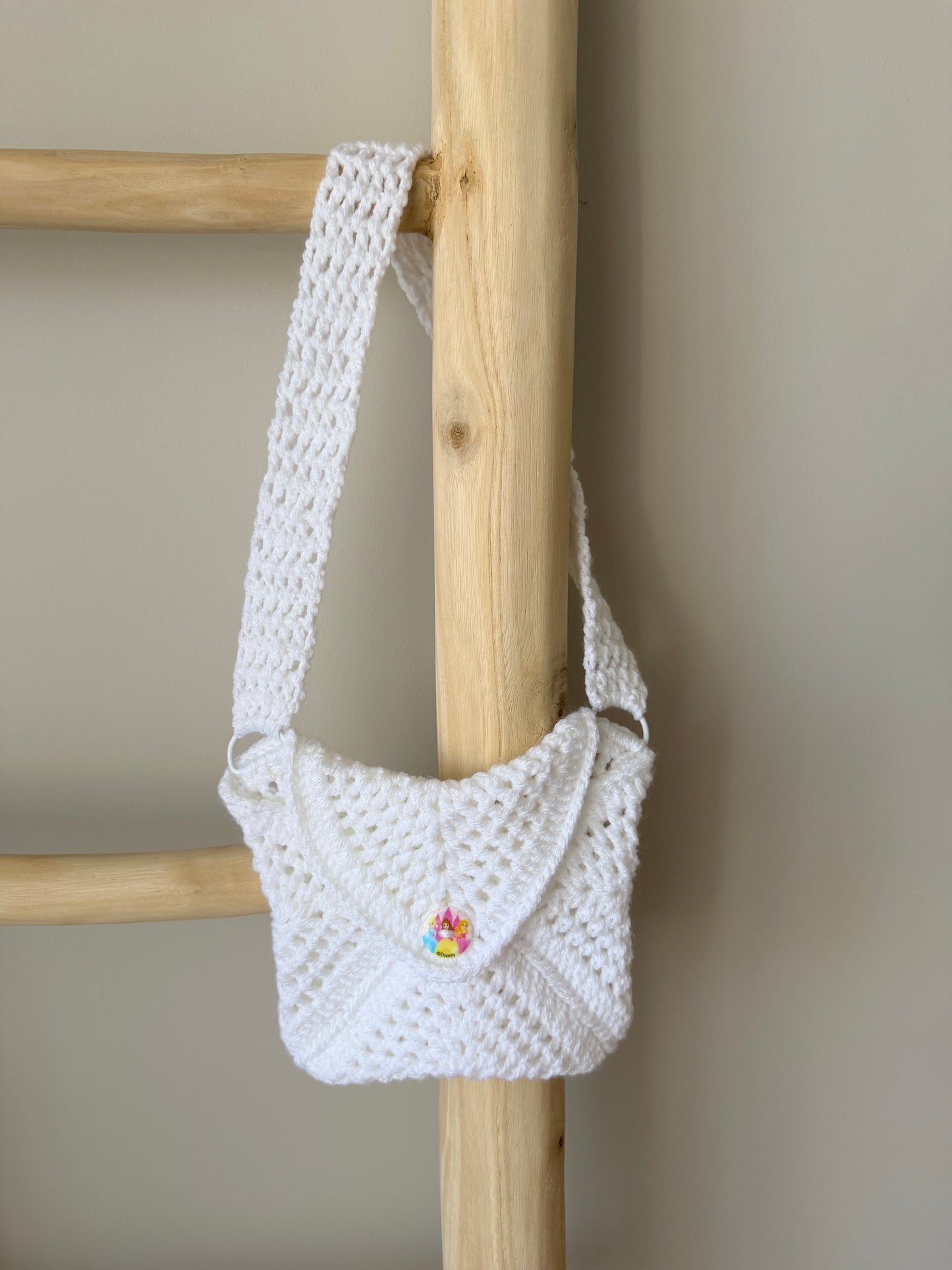 White Kids Crochet Bag with Mermaid Button