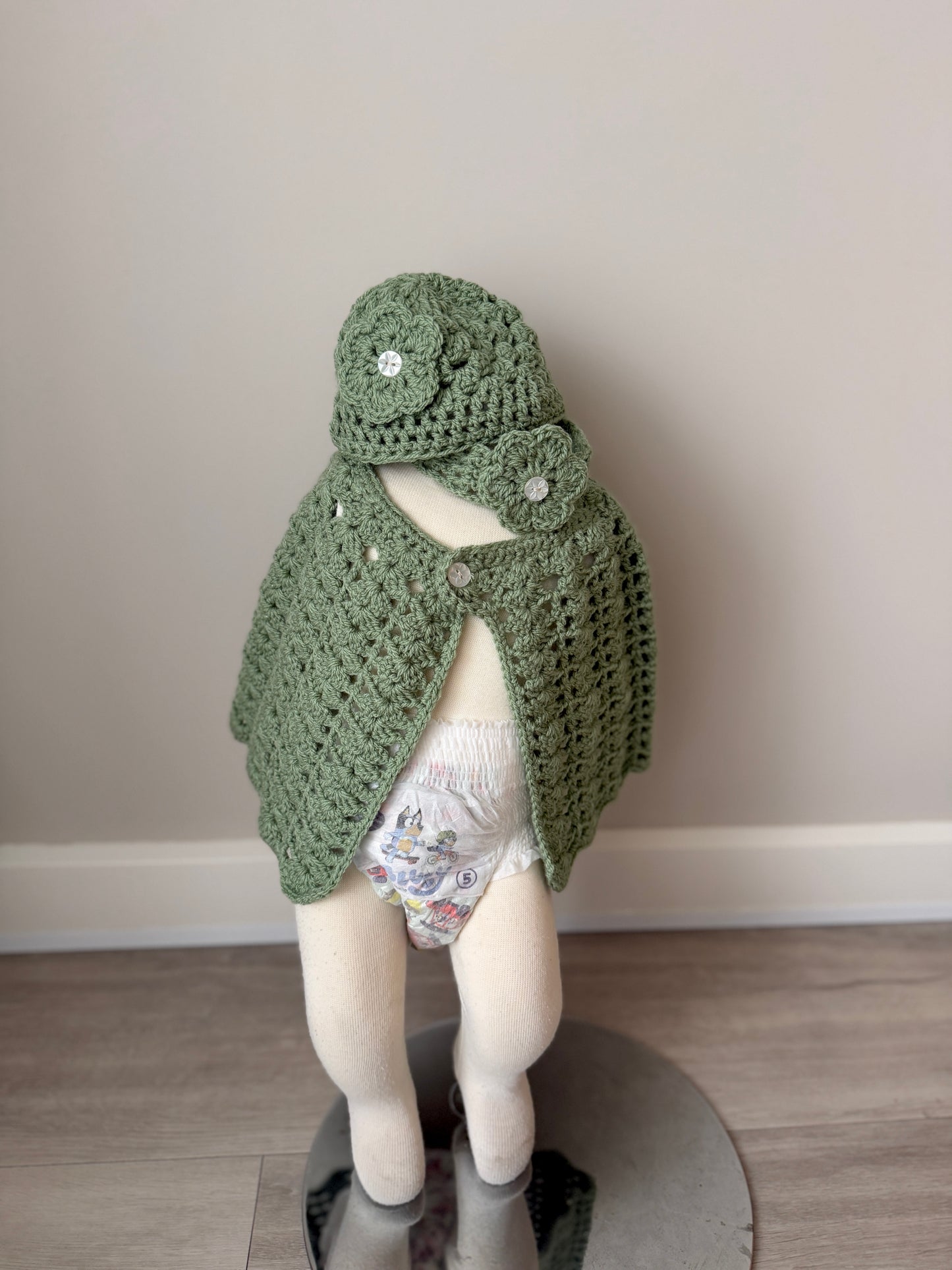 Arabella Crochet Poncho, Beanie + Headband Set