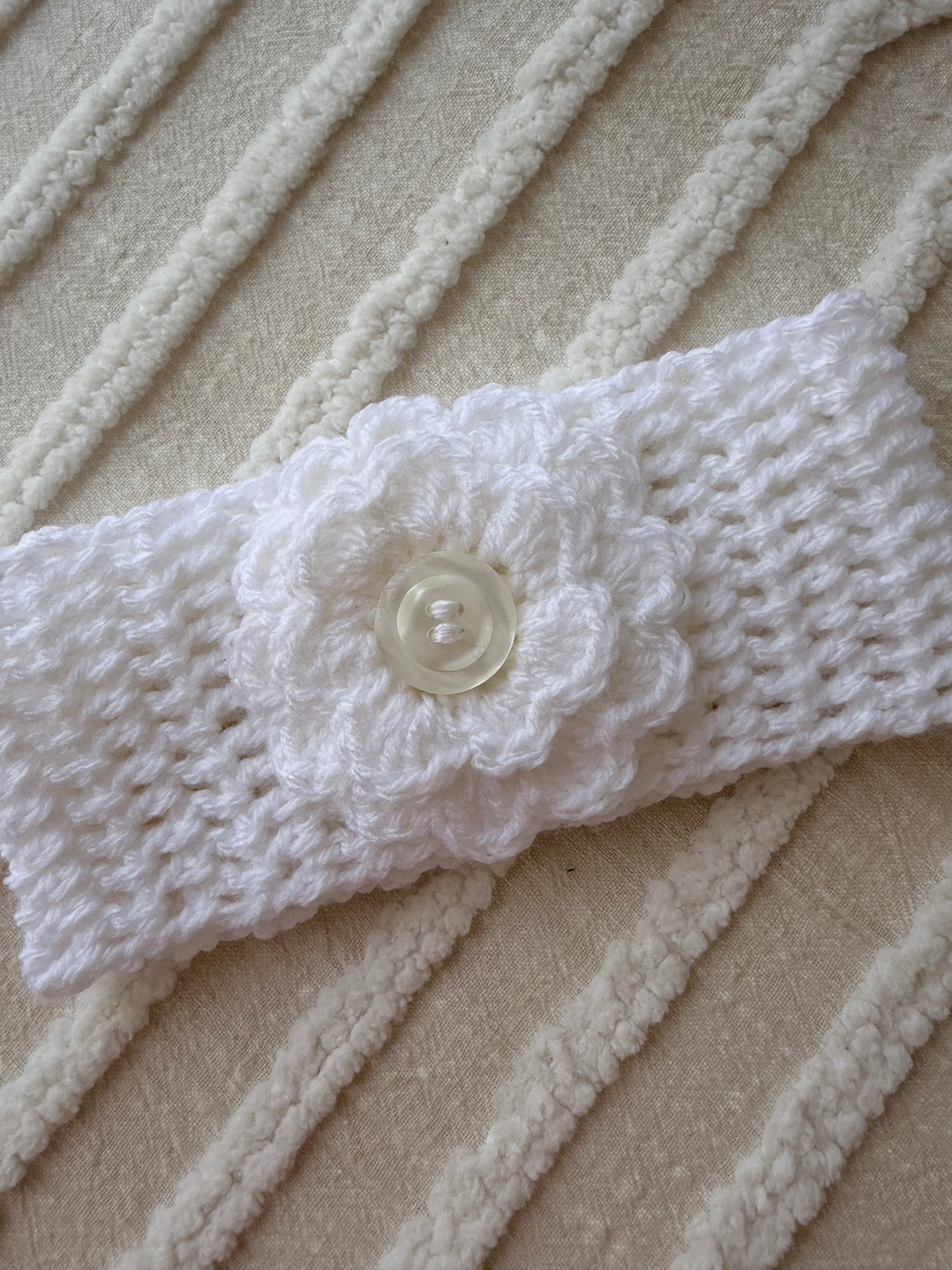 Olivia White Pinafore & Headband Crochet Set