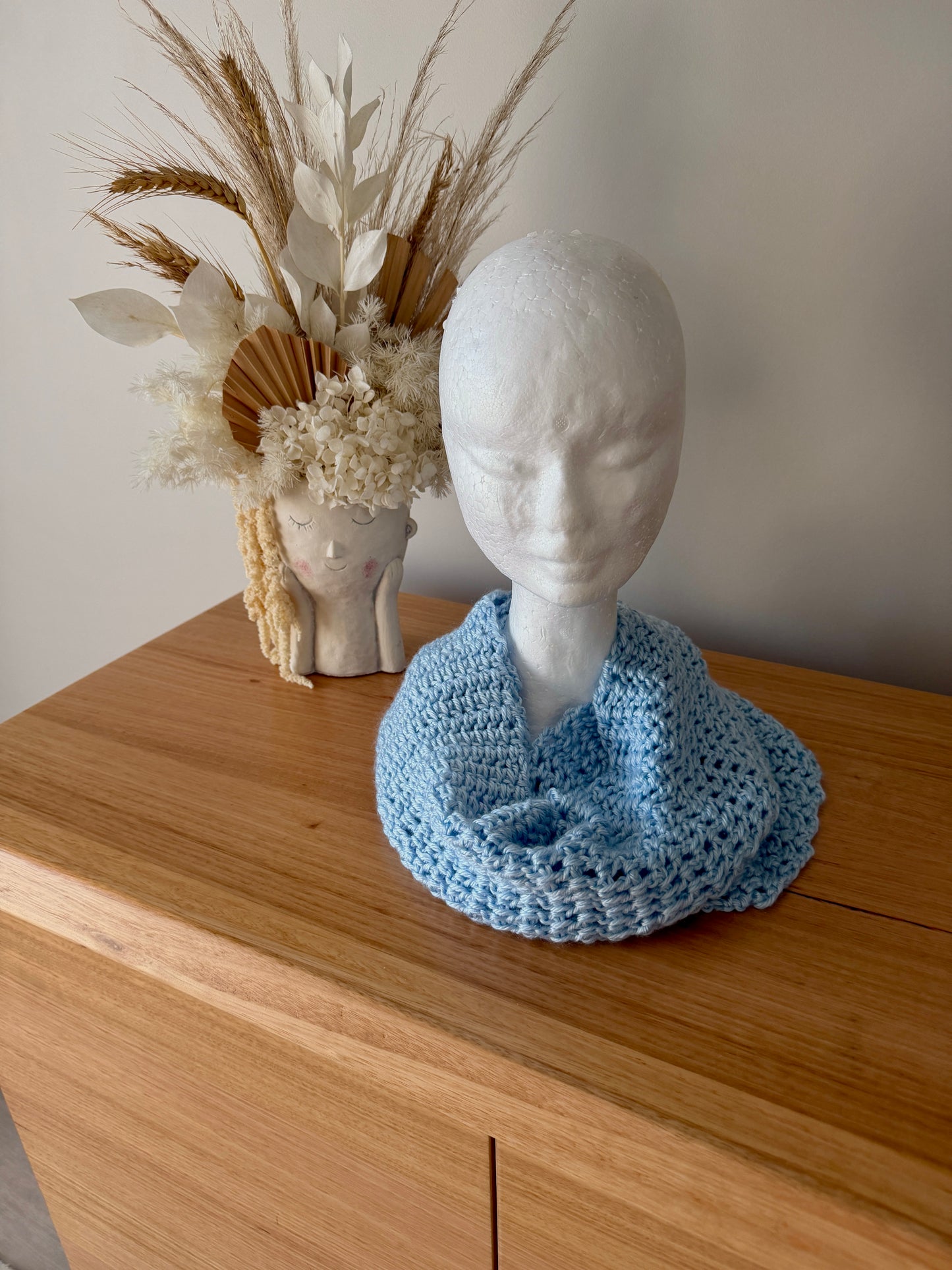 Baby Blue Crochet Wrap-Around Scarf