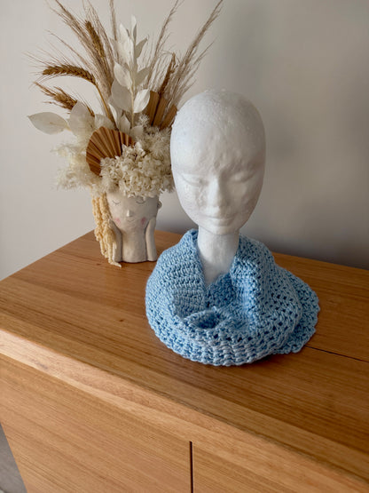 Baby Blue Crochet Wrap-Around Scarf