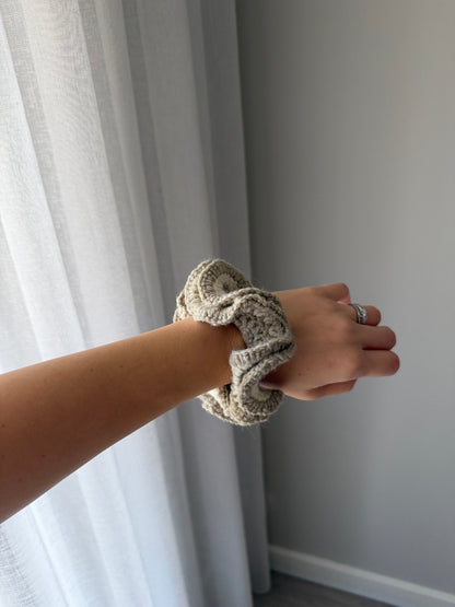 Beige & Cream Crochet Hair Scrunchie