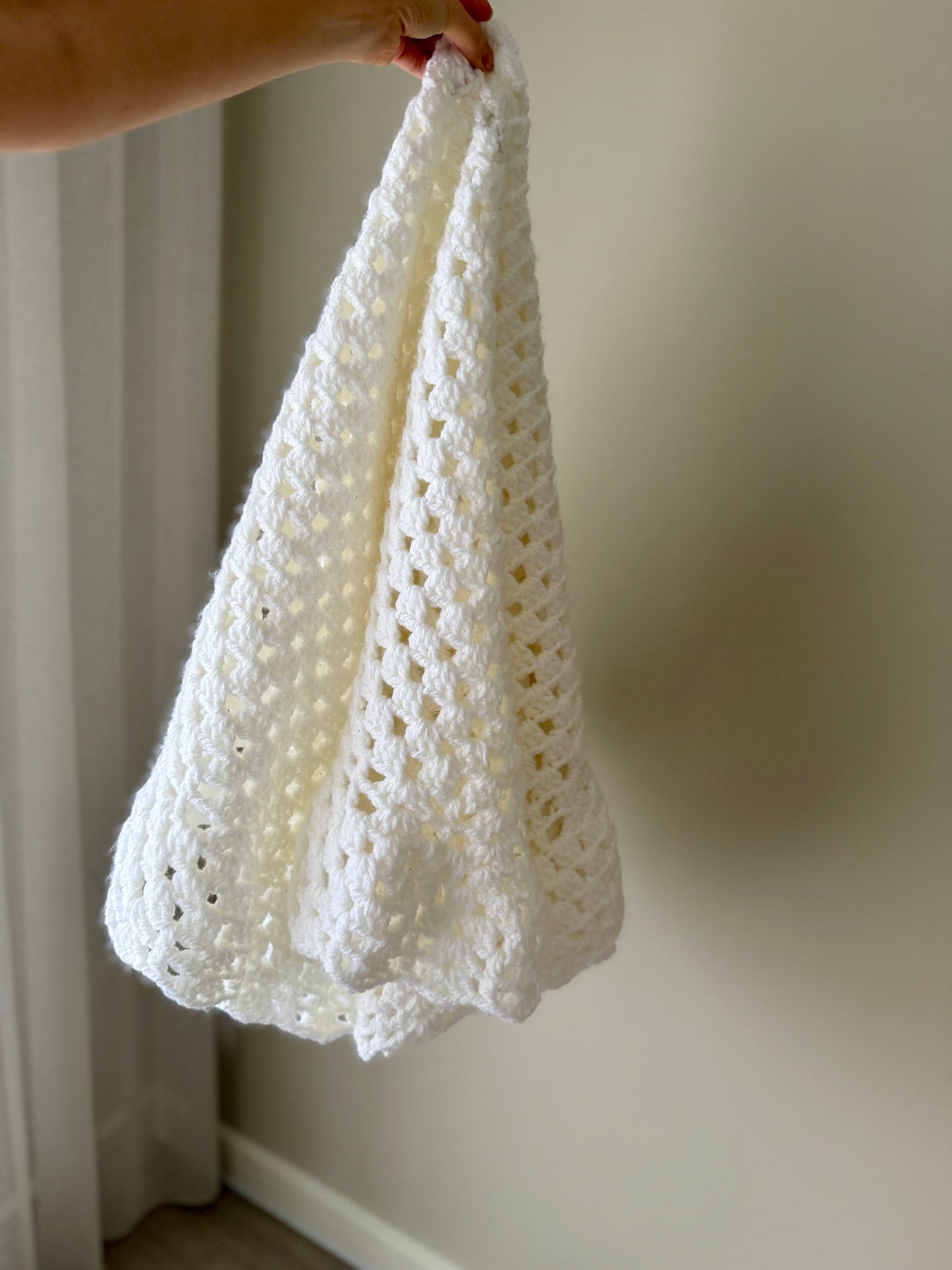 Gorgeous Thick White Crochet Blanket