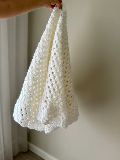 Gorgeous Thick White Crochet Blanket