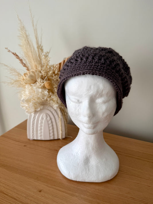 Women’s Crochet Beret | Charcoal