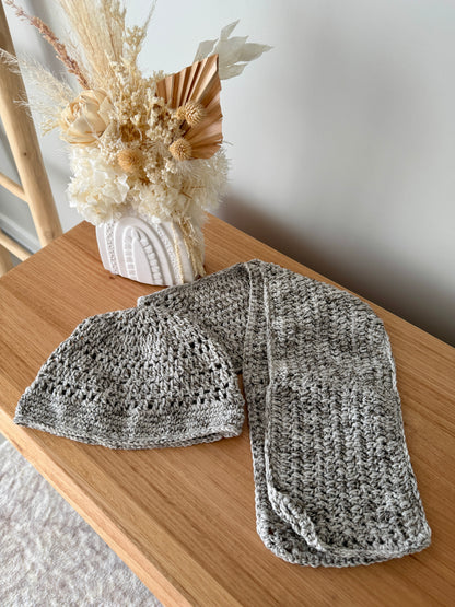 Grey Scarf & Beret Set