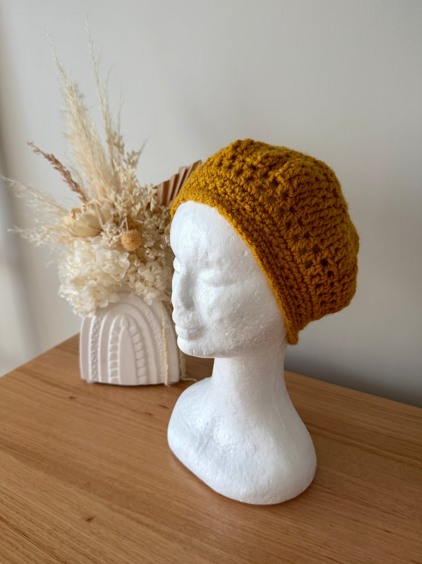 Women’s Crochet Beret | Mustard