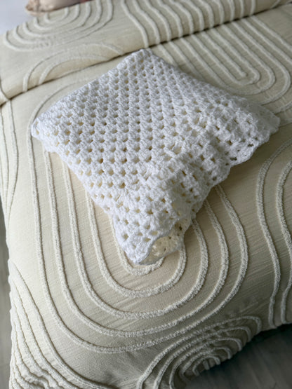 Gorgeous Thick White Crochet Blanket