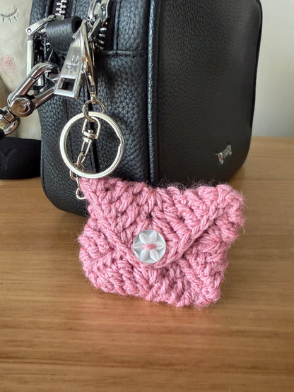 Pink Crochet Purse Key chain