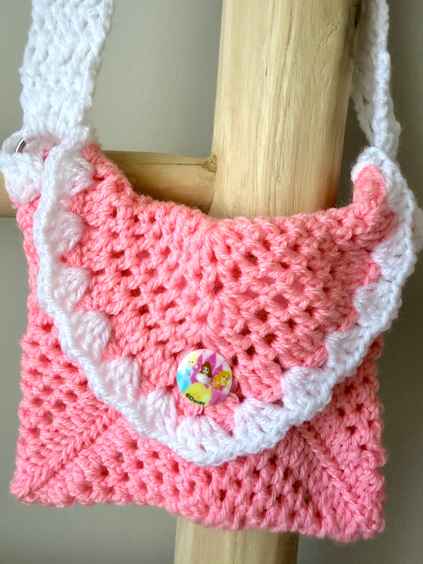 Coral with White Trimming Kids Crochet Bag