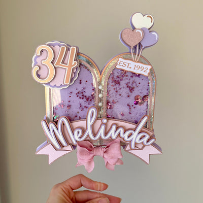 Ultimate (includes shaker element, ribbon & gems & layering for the ultimate premium cake topper) - $15