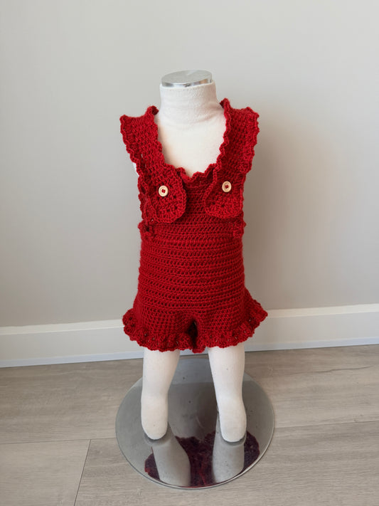 Mia Red Crochet Playsuit