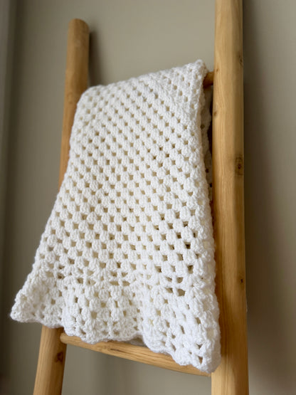 Gorgeous Thick White Crochet Blanket