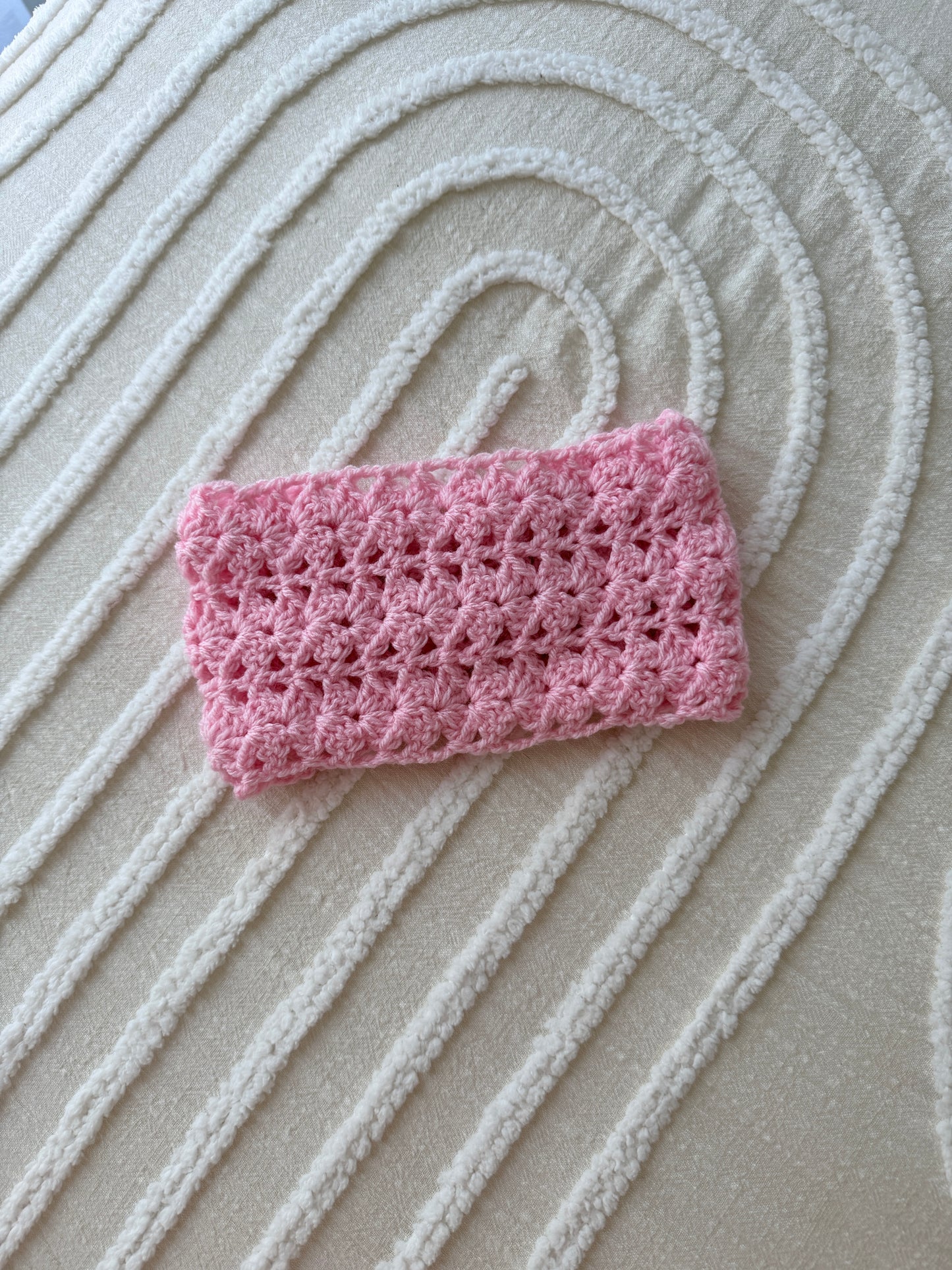 Pink Crochet Butterfly Button Head Wrap