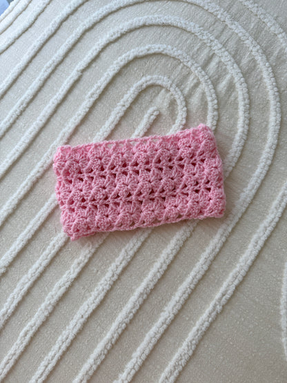 Pink Crochet Butterfly Button Head Wrap