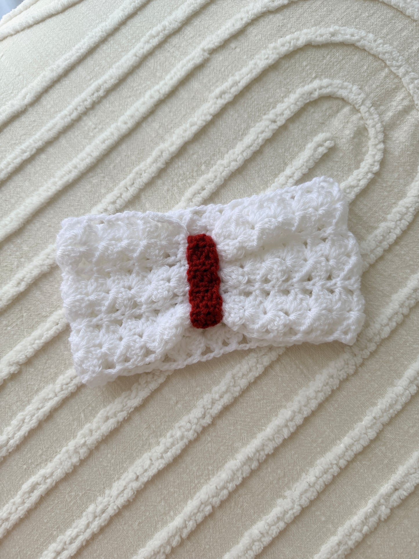 Gorgeous Red & White Crochet Head Wrap