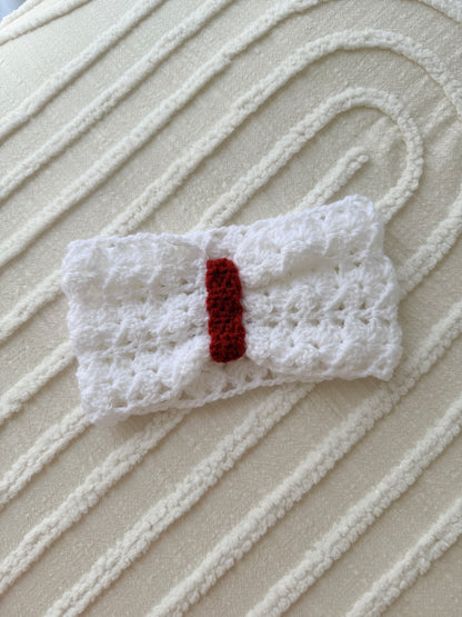 Gorgeous Red & White Crochet Head Wrap