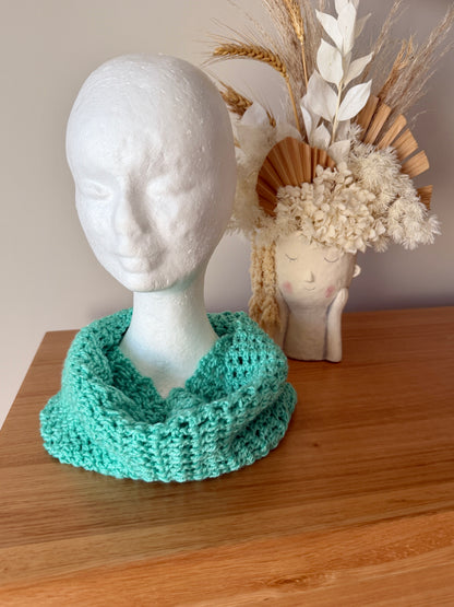 Aqua Crochet Wrap-Around Scarf