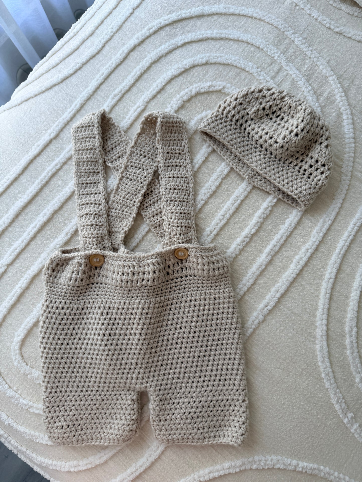 Ashley Overalls & Beanie Crochet Set