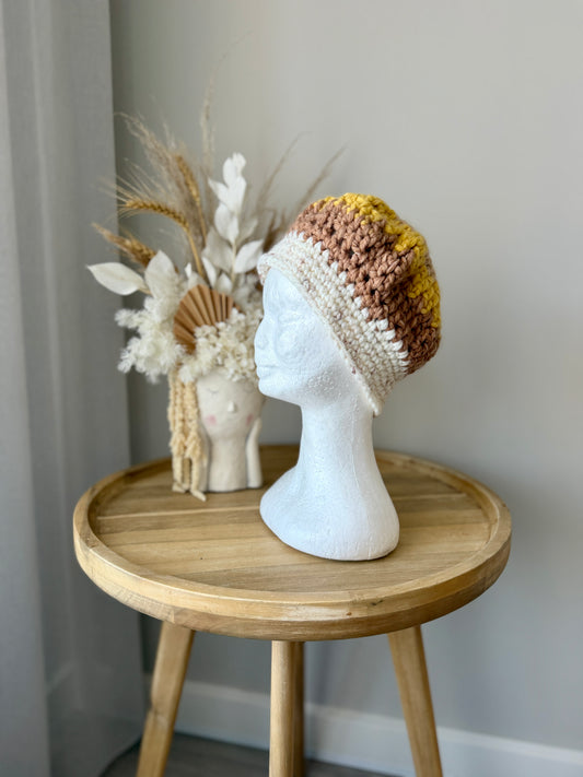 Multi-Coloured Crochet Beret