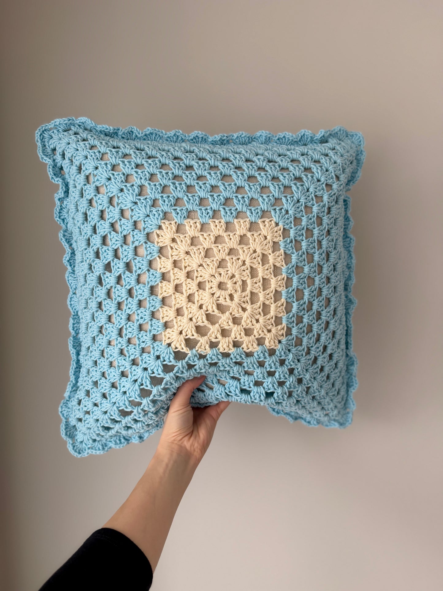 Baby Blue Crochet Cushion