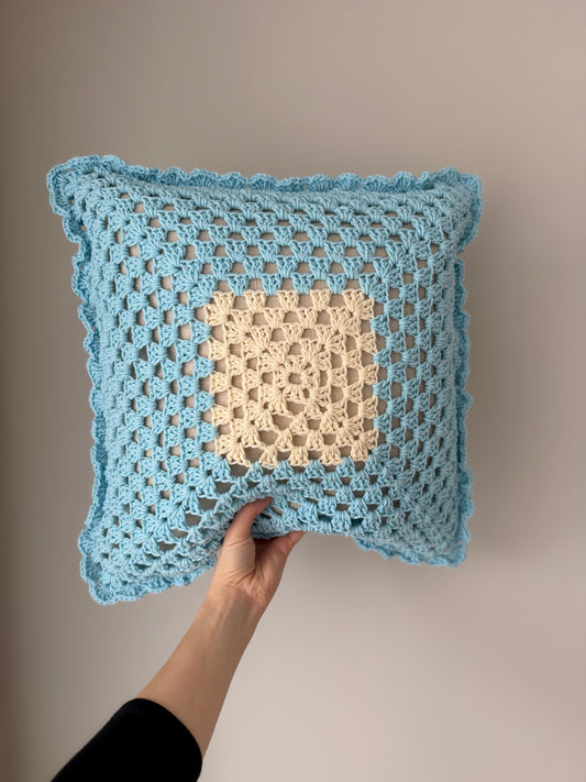 Baby Blue Crochet Cushion