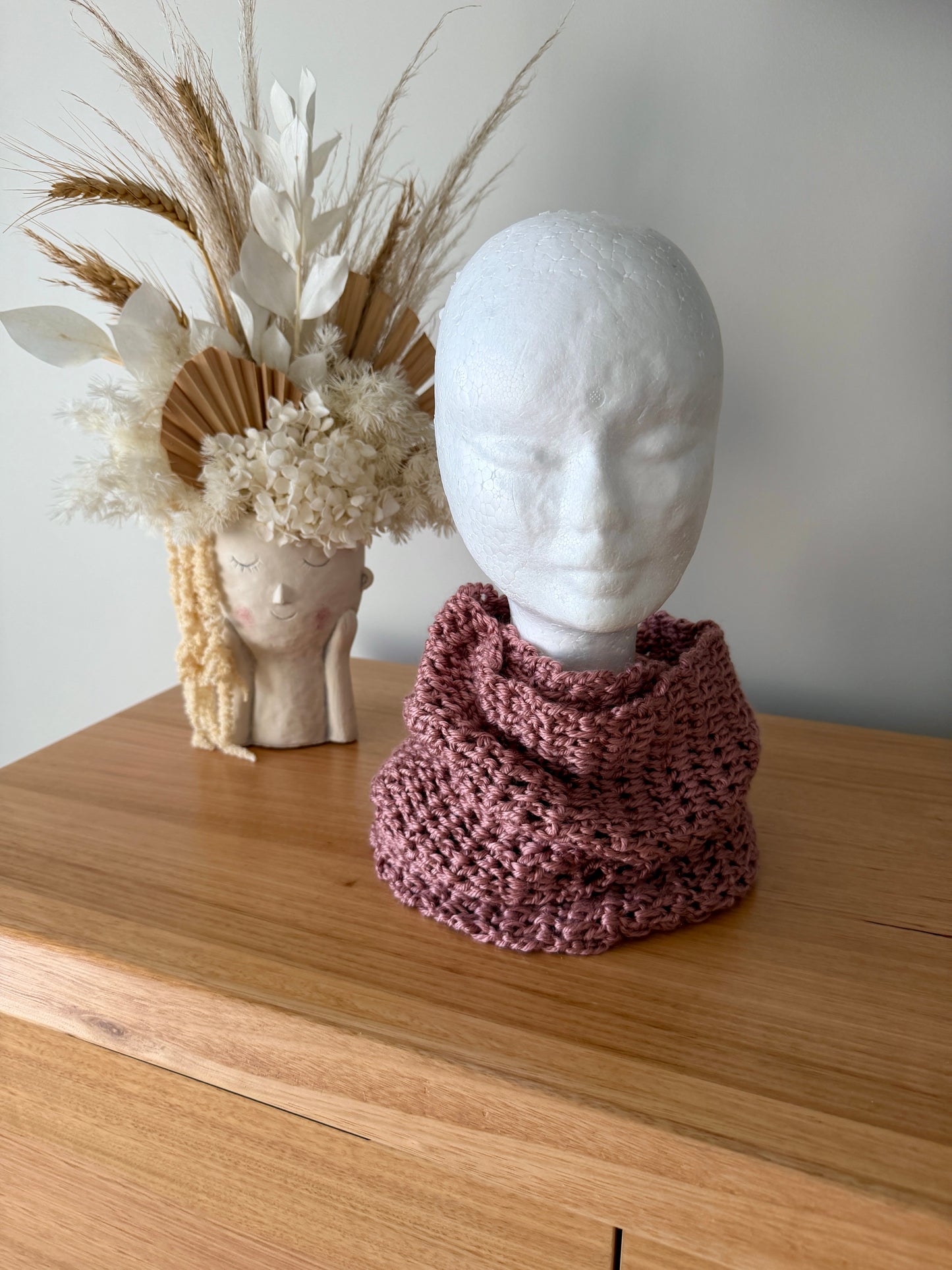 Maroon Crochet Wrap-Around Scarf