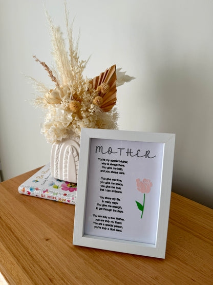 Framed Mother Poem 6x8in