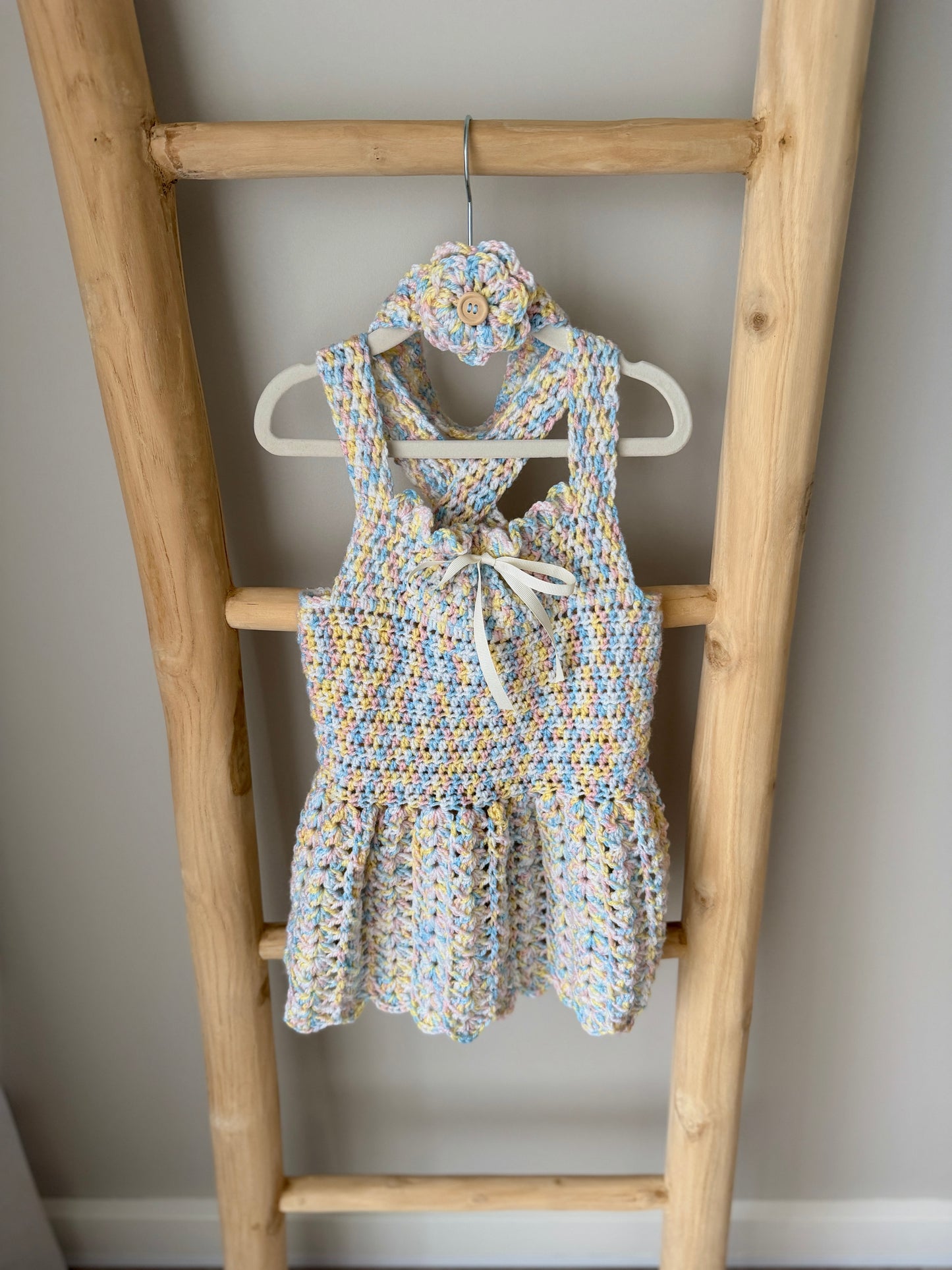 Chelsea Multi-Colour Crochet Dress + Headband