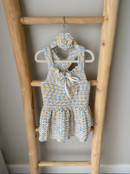 Chelsea Multi-Colour Crochet Dress + Headband