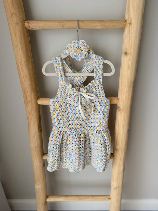 Chelsea Multi-Colour Crochet Dress + Headband