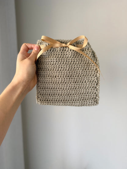 Crochet Pouch with Ribbon Tie